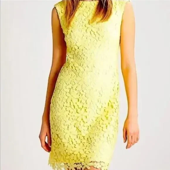 Lauren Ralph Lauren | Dresses | Lauren Ralph Lauren Floral Lace Shift Dress  In Yellow | Poshmark